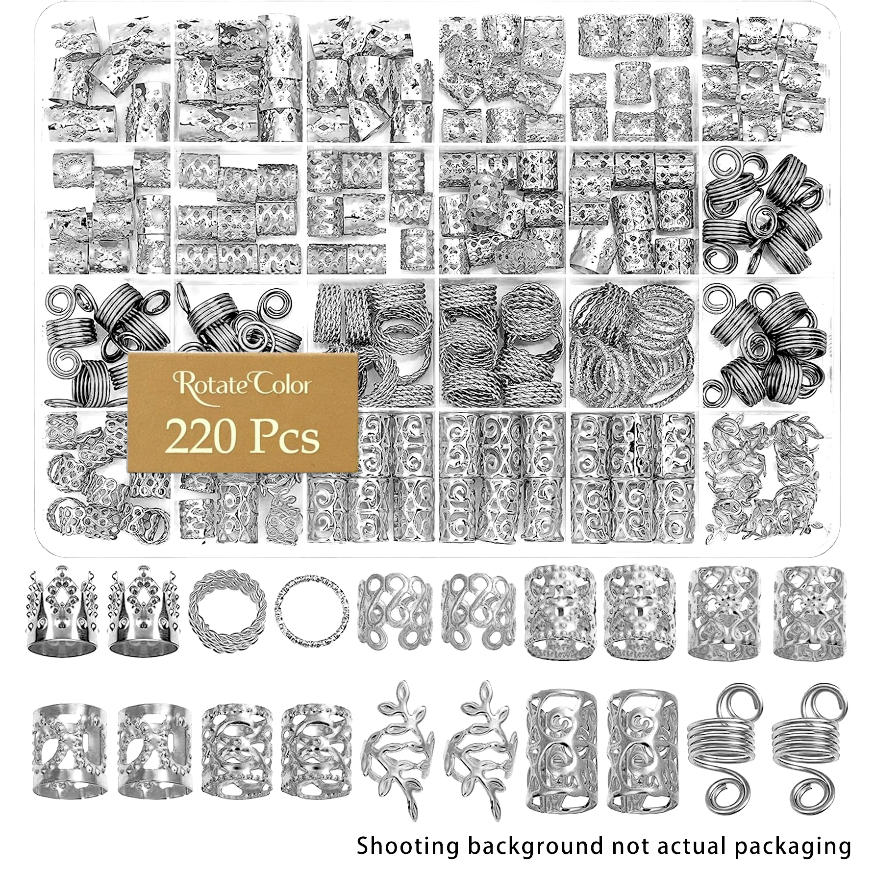 220 قطعة من إكسسوارات الشعر، مجوهرات Loc للضفائر، مجوهرات الشعر النسائية لإكسسوارات المجدل، زينة جديلة الشعر بوهو