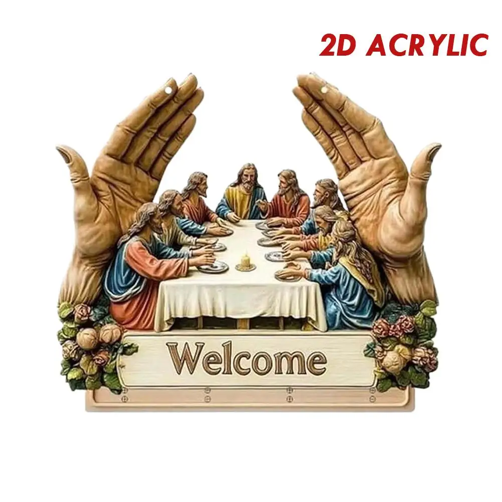 Scene of Jesus The Last Supper Resin Sculpture, 2D Flat Acrylic Figurine, Christian Home Decor,  Meaningful Religious Gift