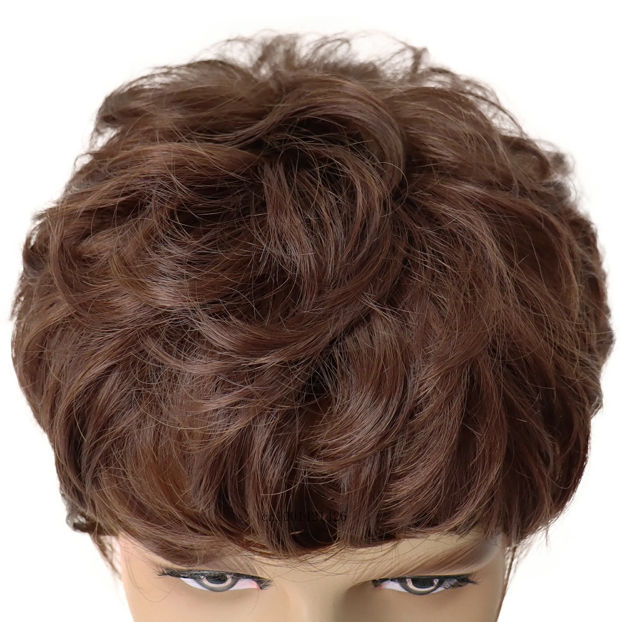 Rambut sintetis coklat Wig keriting pendek untuk pria gaya rambut alami kostum rambut Halloween Wig pria pesta karnaval Cosplay Wig Daddy