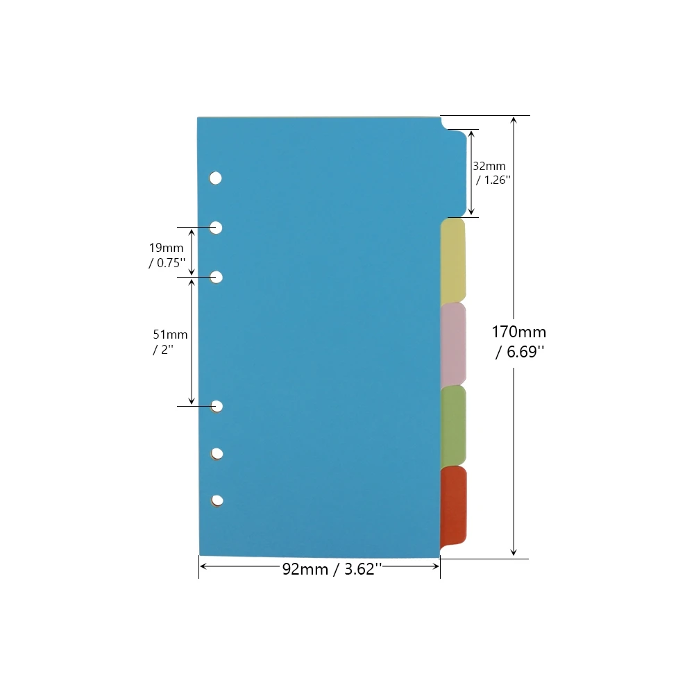 A6 Binder Index Dividers 5 Tabs 6 Hole Punched Binder Divider Planner Filler Paper Inserts Loose Leaf Binder Sheet Index Page