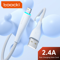 Toocki 2.4A Fast Charging USB Cable For iPhone 11 12 13 14 Pro Max XR XS 8 7 Plus iPad LED Indicator Data Cord For iPhone Charge