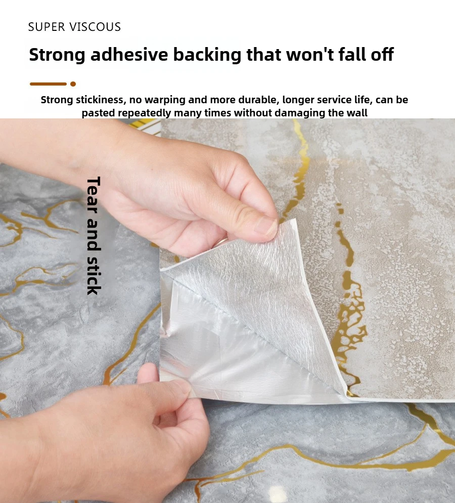 10 Pcs Tile Look Wall Covering 30x30cm Thick PVC Waterproof Self-Adhesive Panels No Show-Through for Living Room Kitchen
