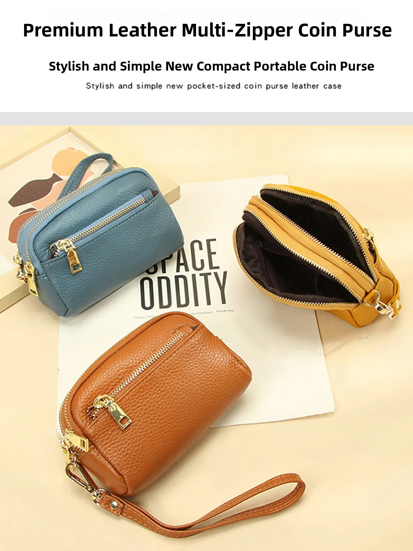 ladies-genuine-cowhide-short-wallet-double-zipper-coin-storage-bag-stylish-versatile-compact-money-holder-for-young-women