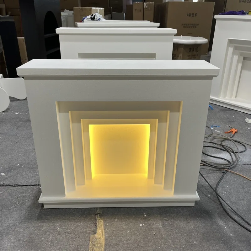 Nordic French cream fireplace decorative cabinet porch photography Internet celebrities ins art white living room luminous