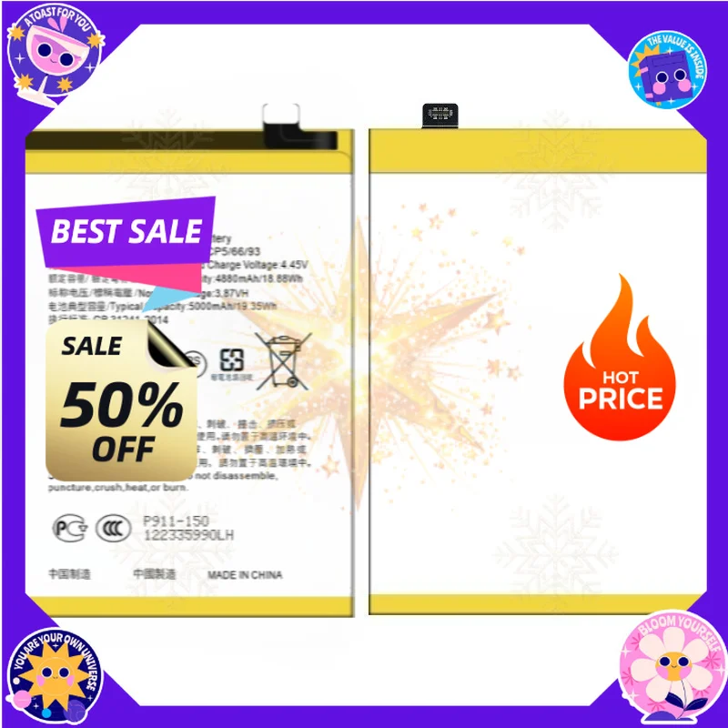 SWZY BLP911 3.87V 5000mAh High Quality Battery For OPPO Realme 9i/K10/9 Pro RMX3471 Replacement Battery Bateria+Tools
