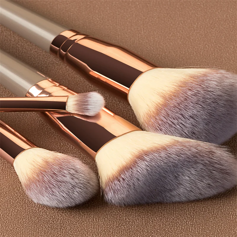 7 pcs/Set Bicolor gradient good resiliense fiber wool metal ferrule easy to clean face makeup brush kit with bag