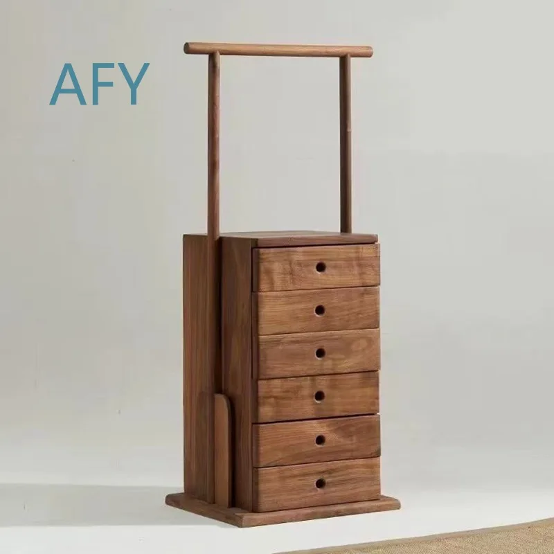New Chinese Style Black Walnut Six-Drawer Chest for North America for Song Dynasty Aesthetic for Bedroom Living Room for