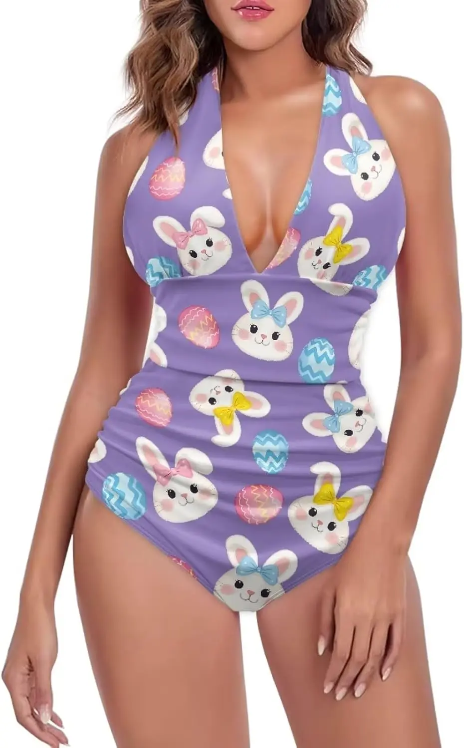

Luxy Trio Women's One-Piece Swimsuits Plus Size Beach Vacation Outfits Halter Backless Bathing Suit Tummy Control Swimsuit
