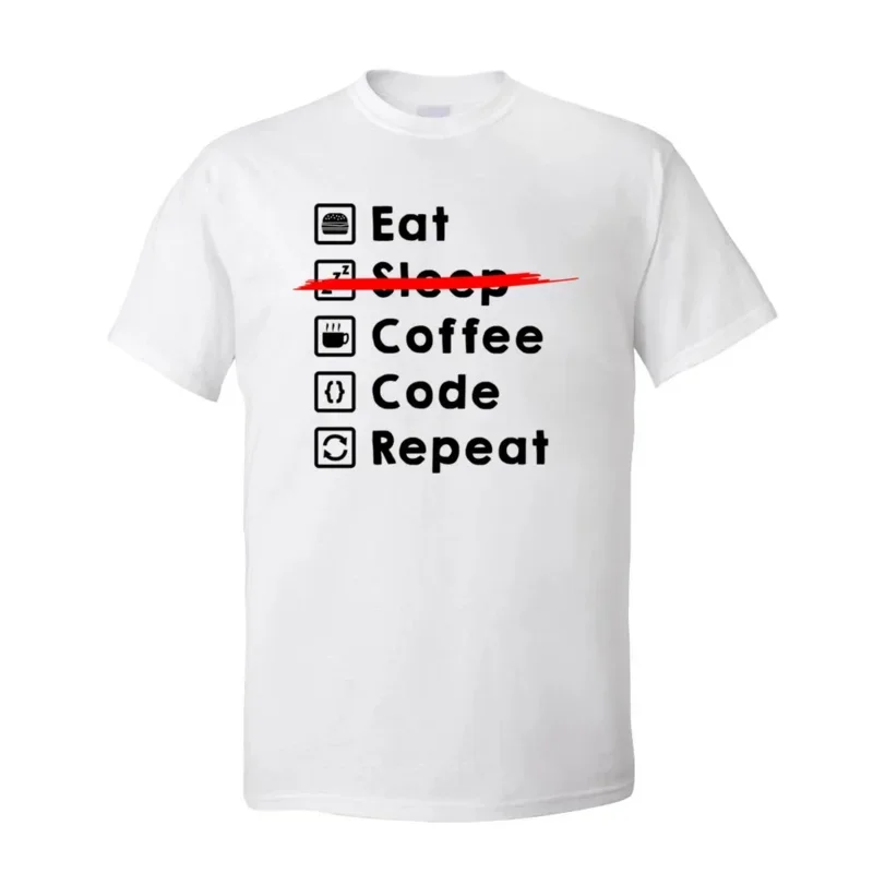 Футболка мужская с надписью «eat coffee», дизайнерская тенниска из 100% хлопка, майка с круглым вырезом и коротким рукавом, с графическим принтом