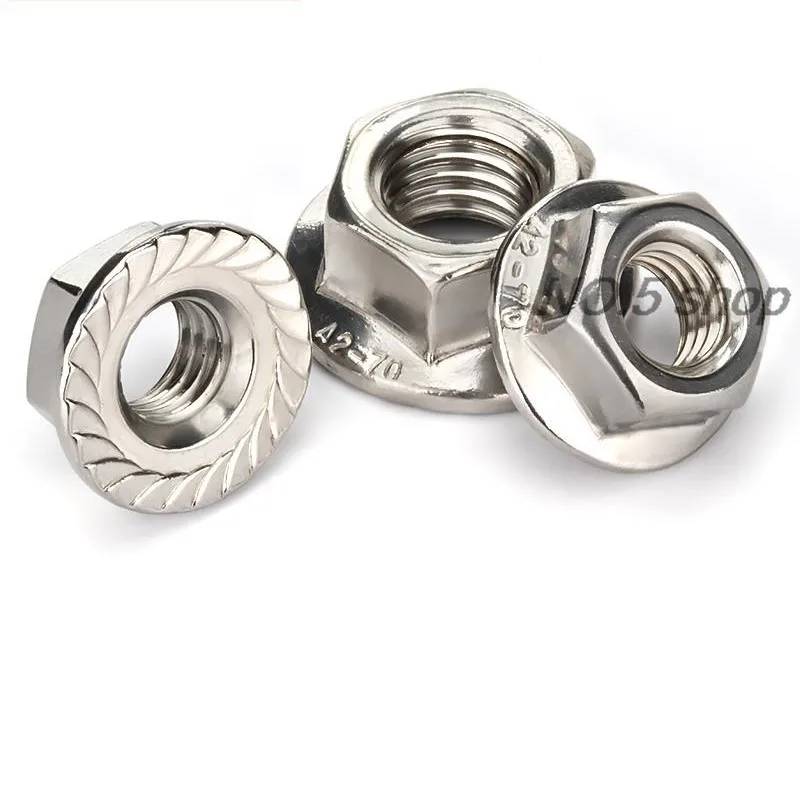 2Pcs M10 316 Stainless Steel Flange Nut Anti Slip Screw Cap Hexagon Nut Cap