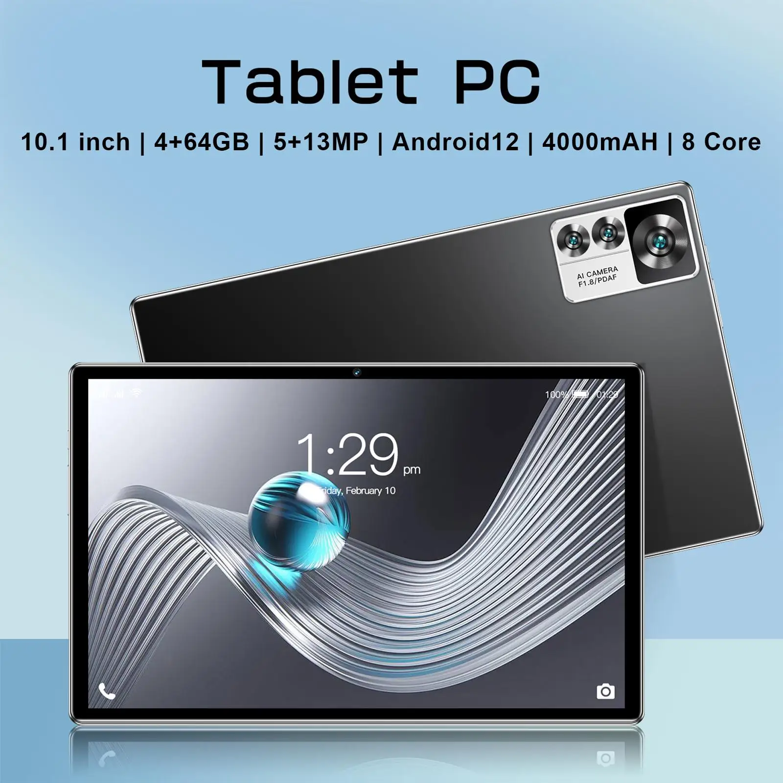كمبيوتر لوحي JDL PB22 12S Pro.10.1 بوصة، 800*1280،4+64 جيجابايت، 5 ميجابكسل + 13 ميجابكسل، بطارية 4000 مللي أمبير، أندرويد 12، ثنائي الشريحة الاستعداد المزدوج