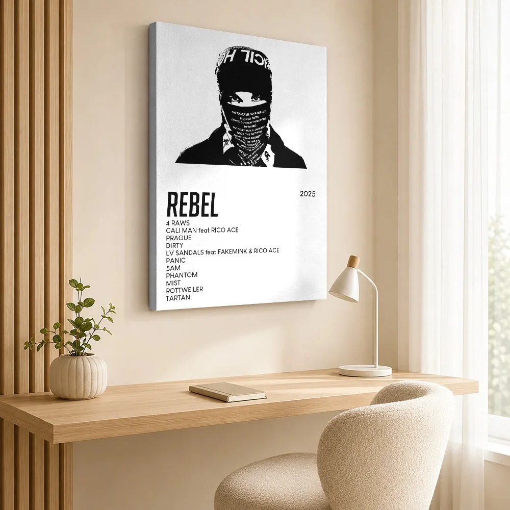 Esdeekid Rebel Album Cover Canvas Poster Customized Photo Retro Music Wall Paintings Decoration for Studio Gift for Collectors