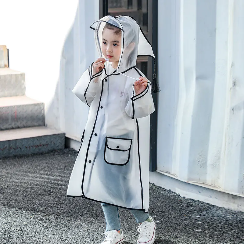 Kids Raincoat Boys and Girls Rainwear Children's Waterproof Poncho Transparent Travel Rain Coat EVA School Students Rain Coat