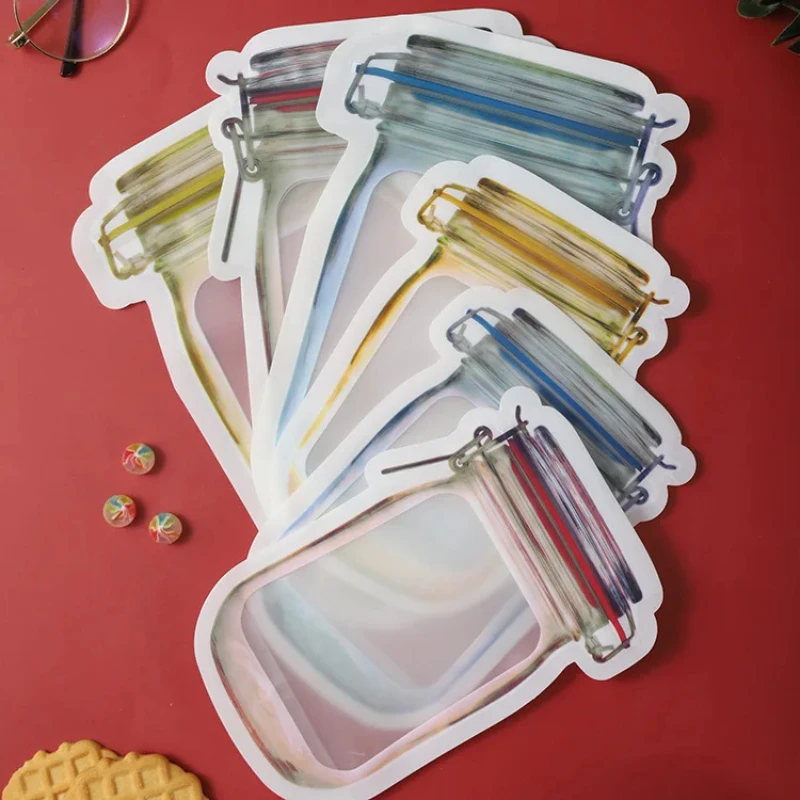 Reusable Mason Jar Bottles Bags Nuts Candy Cookies Bag Seal Fresh Food Storage Bag Snacks Zipper Sealed Kitchen Organizer 2025