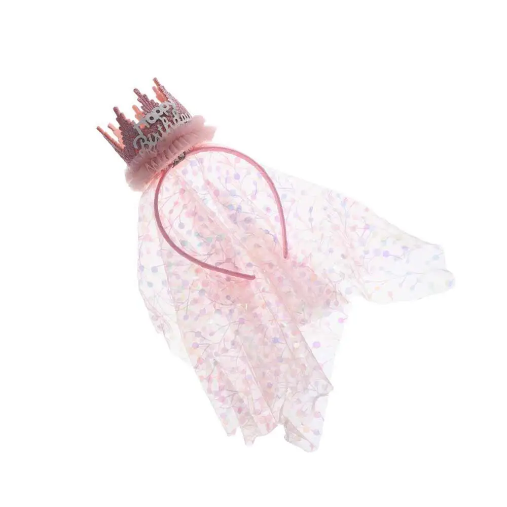 Gift Korean Style Crown Gauze Headband Headwear Hair Accessories Lace Mesh Hair Hoop Headdress Hair Decor Crown Hairband Party