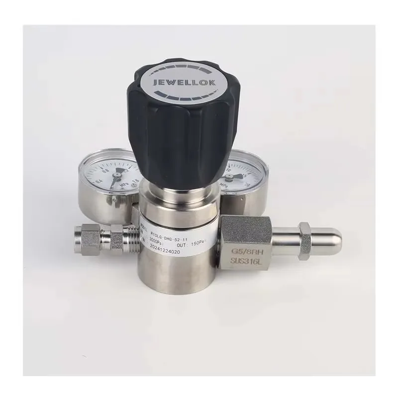Gas Regulator for Nitrogen Argon Helium Co2 Inlet 4000psi Outlet 200psi Stainless Steel 316L for Laboratory Gas Lines