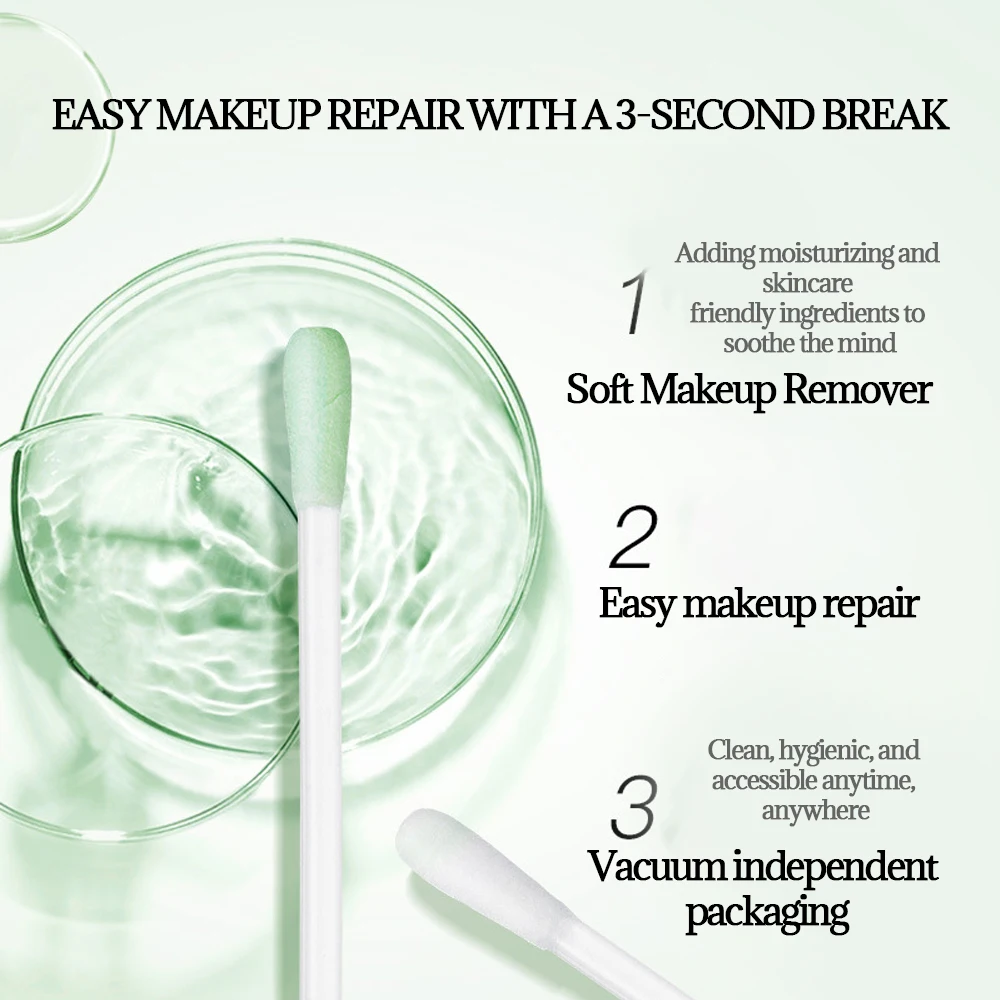 ikAllANT メイク落とし綿棒 - 25本 - クレンジング液で事前に浸した、折りたたんですぐに使える、美容クリーニング、