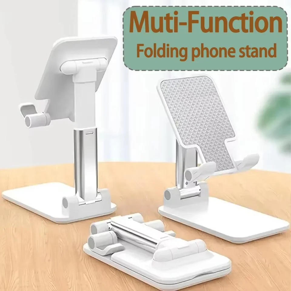 Folding Phone Holder Tablet Lazy Bracket Height Adjustable Desktop Live Streaming Stand for iPhone 12-17 Pro Max Samsung Xiaomi