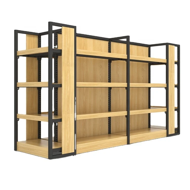 Display Gondola Shelving/Rack For Retail Supermarket Steel Wood Shelves Metal Storage Rack
