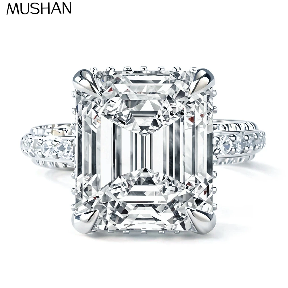 

MUSHAN Luxury Jewelry 925 Sterling Silver Ring VVS Moissanite Statement Ring for Sister 18K Gold Plated MST Patent GRA Rings