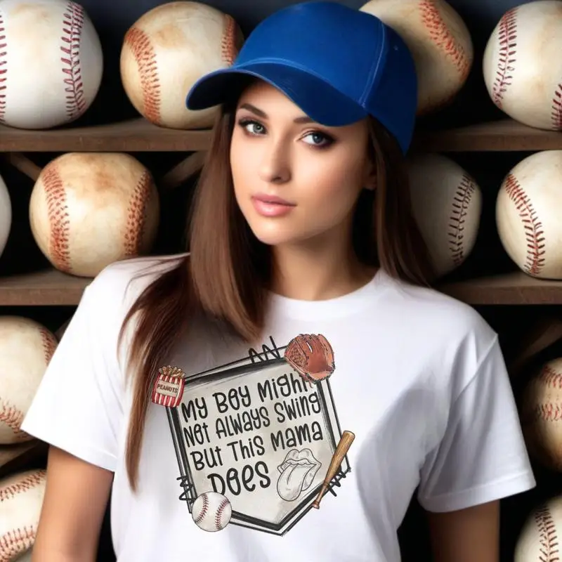 

Baseball Mom T Shirt My Boy May Not Always Swing But This Mama Does More Colors