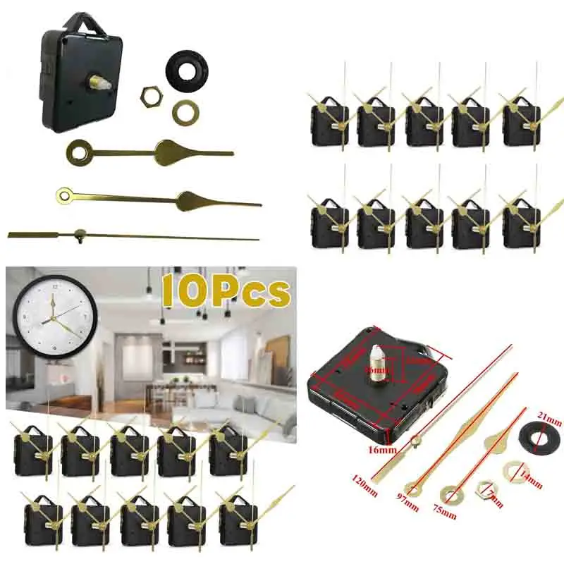 【Clearance Sale】10Pcs DIY Silent Movement Spindle Hands Wall Quartz Clock Movement Mechanism Repair Tools Part Clock Kit