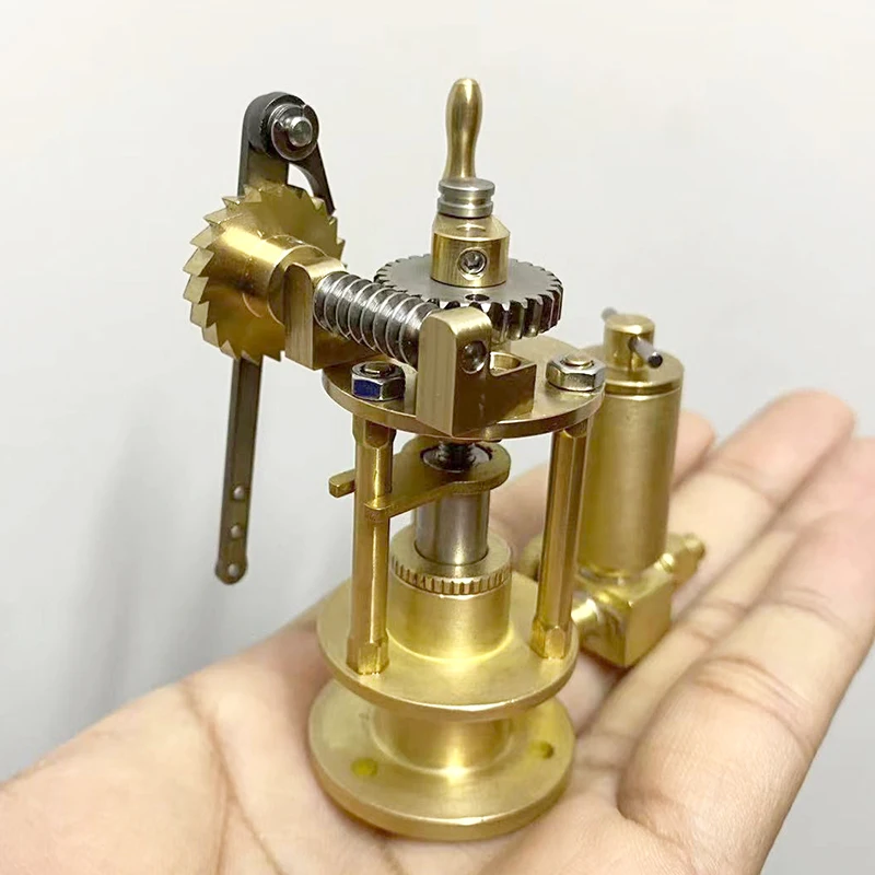 Miniature Brass Steam Mechanical Oil Pump P100 Stainless Steel High-speed Rotation Driven Gear Assembly Experimental Model Toy