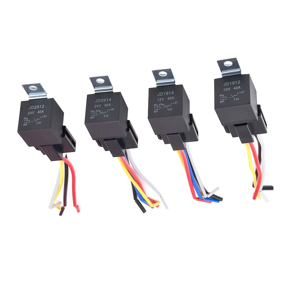 Pack Of 4 Automotive 5 Pin Relays - 12V 40A Waterproof Housing With Alloy Contacts-462842