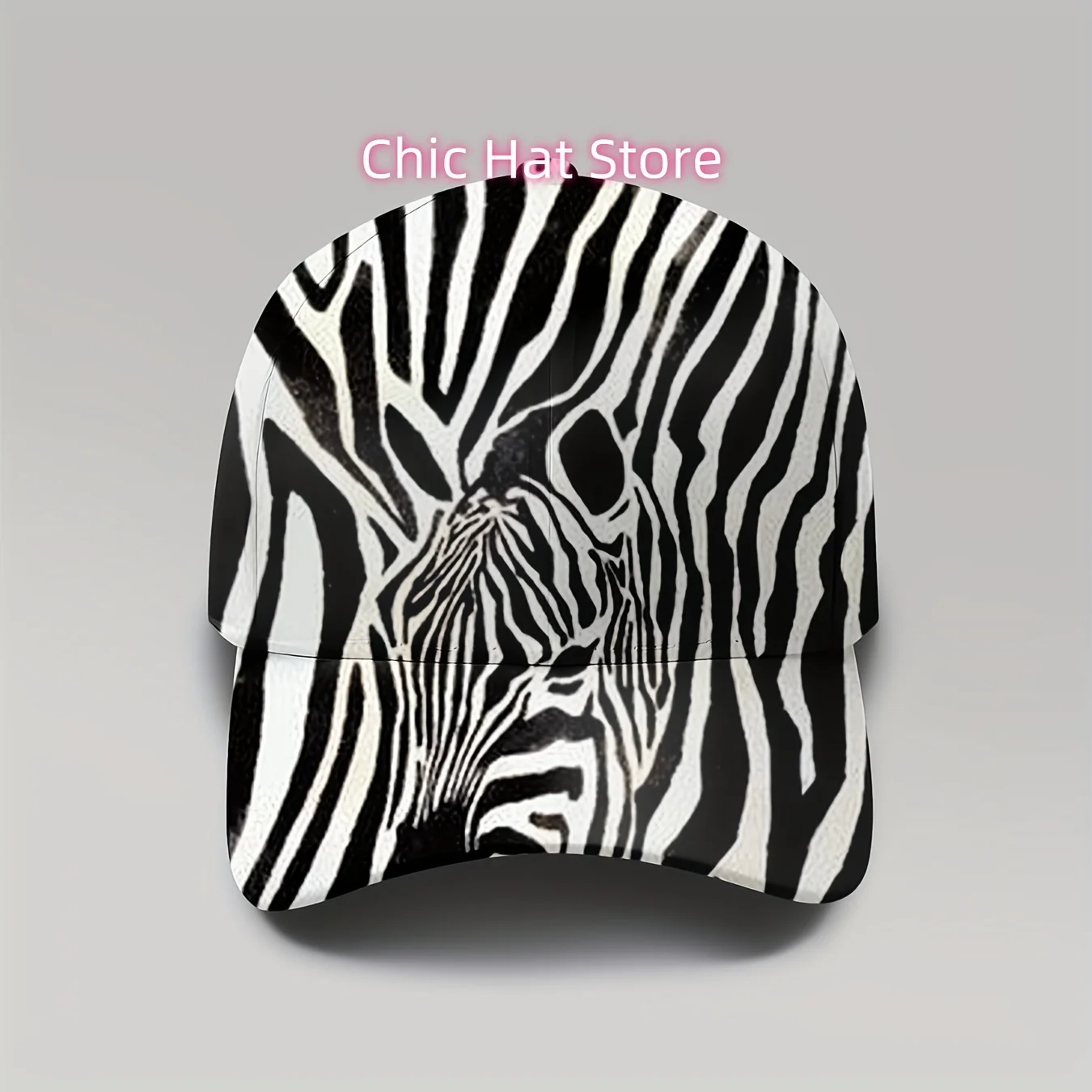 

1pc Men's & Women's Zebra Print Baseball Cap - Adjustable, Full-Zebra Stripe Design (Black/White), Lightweight Breathable Unisex