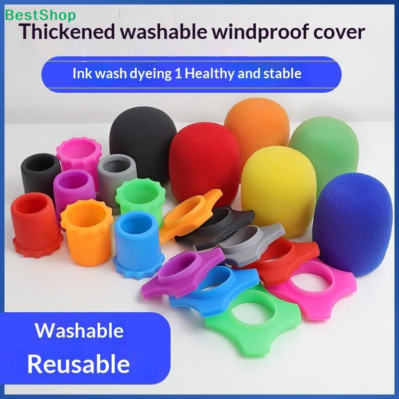 〔Z〕3Pcs/set Shakeproof Anti-Rolling Ring Wireless Handheld Microphone Mic Protection Silicone Bottom Rod Sleeve Holder Set
