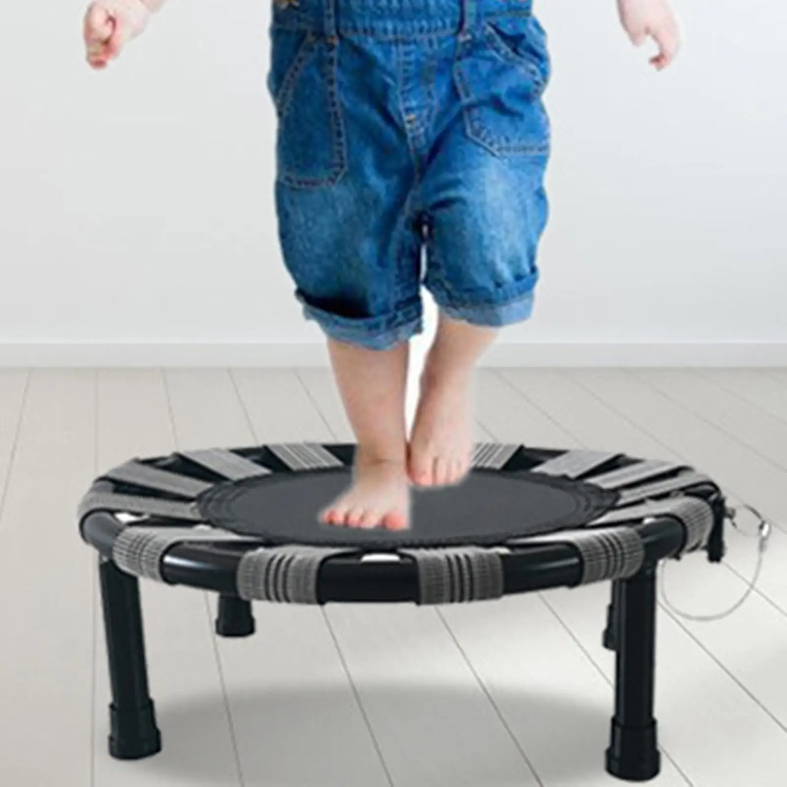 

Min Trampoline Compact Toy for Children Metal Frame for Kids Adults Stool Folding for Indoor Outdoor Exercise Workout Play Yard