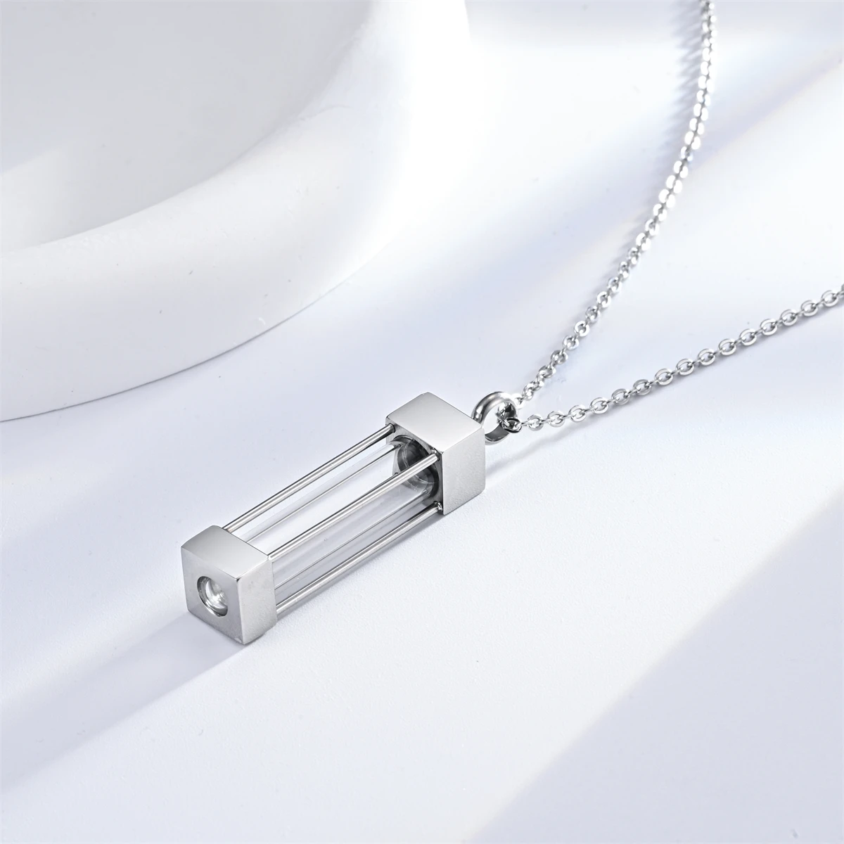 1 Stück Edelstahl Wunschflasche Halskette Parfümfläschchen Anhänger Asche Haar Blume Gedenkschmuck Transparent Unisex Andenken – Detail 4