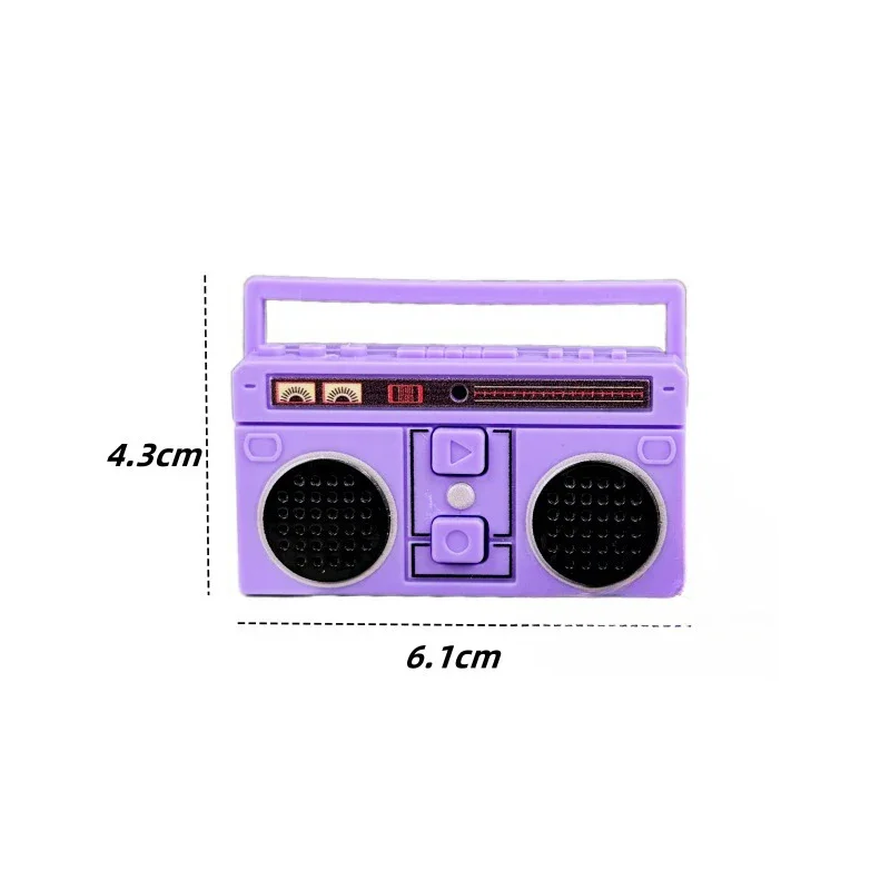 Creative Mini Radio Shape Key Chains Funny Music Recorder Toys Classical Bag Pendants Keyrings Valentine's Day Birthday Gift