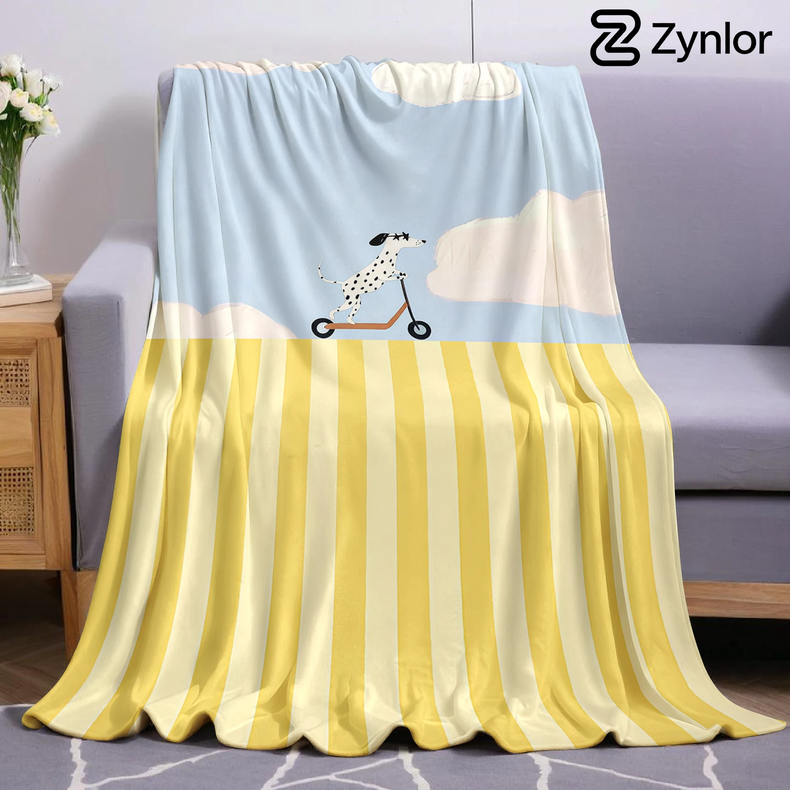 Cool Dalmatian Cartoon Anime Print Flannel Blanket Soft Warm Throw for Kids Bedroom Sofa Bed Christmas Office Car