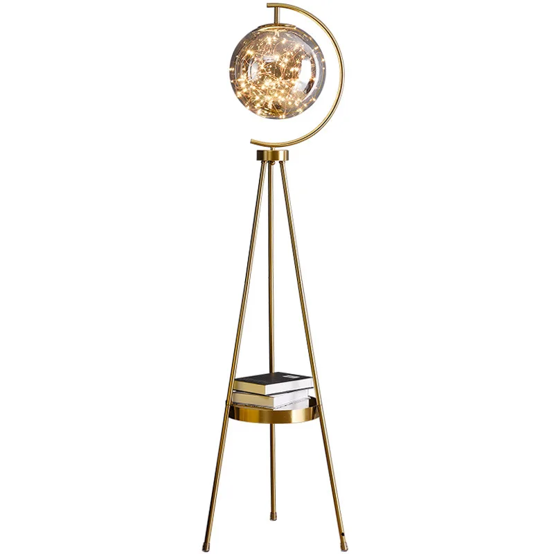 Imagem -06 - Starry Floor Lamp Smoky Gray Glass Gold Black Metal Standing Light Hotel Foyer Quarto Floor Light Romântico Decoração para Casa