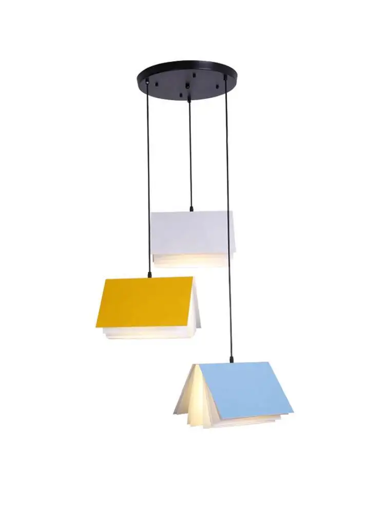 مطعم بار بسيط وحديث لرياض الأطفال الحرم الجامعي الإبداعي شخصية على شكل كتاب غرفة نوم فنية بجانب السرير مصباح معلق صغير #5