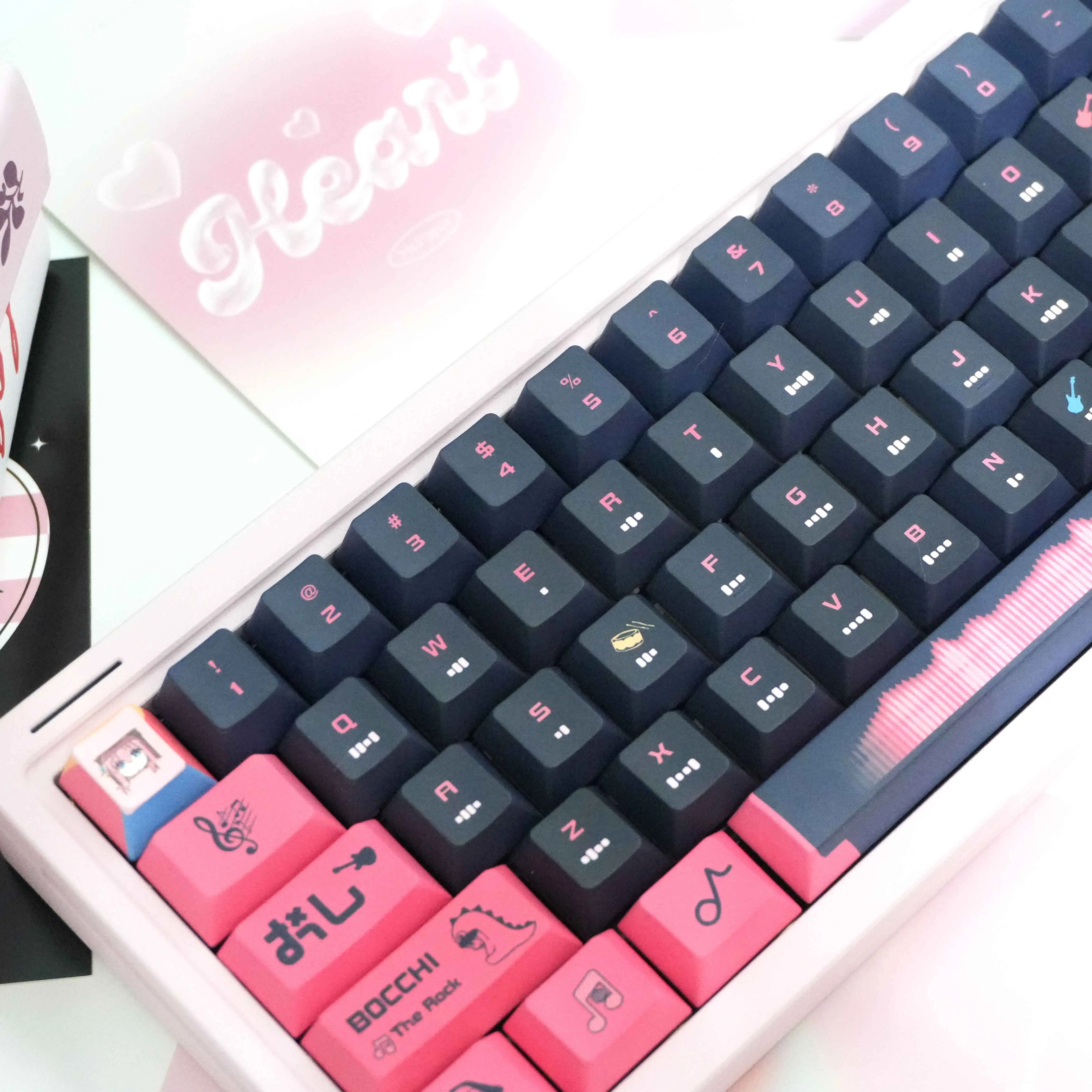 Bocchi the Rock Anime themed PBT five sided thermal sublimation CHERRY transparent keycaps compatible with mechanical keyboards