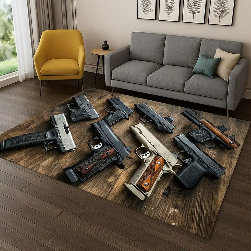 Gun Pistol Ammunition Bullet Cartridge Carpet Rug for Bedroom Living Room Sofa Playroom Doormat Home Decor,Area Rug Non-slip