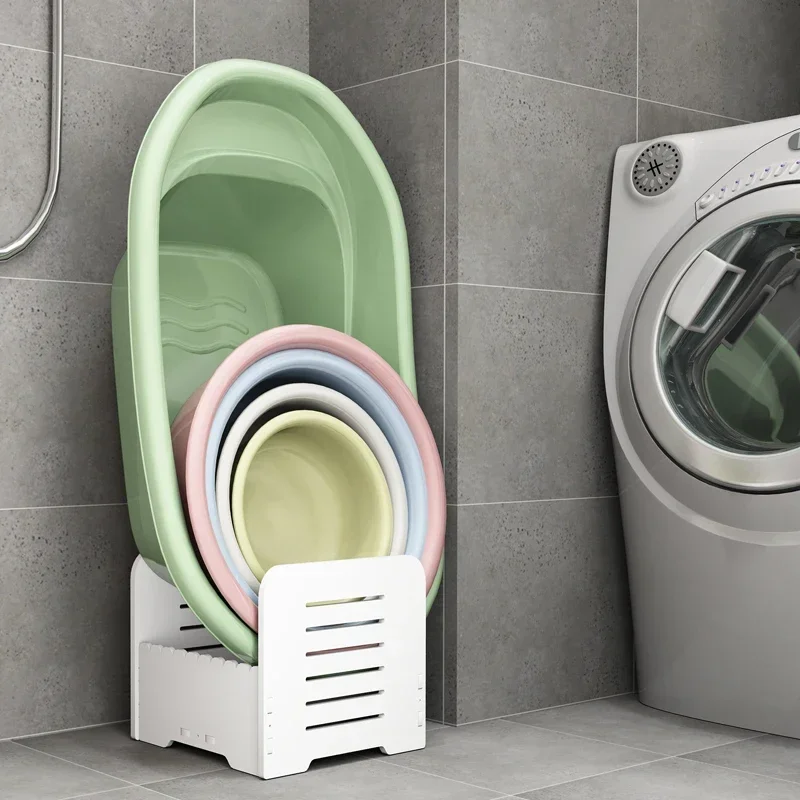 

Simple washbasin storage rack for washbasin in washroom Waterproof floor bathroom baby tub rack