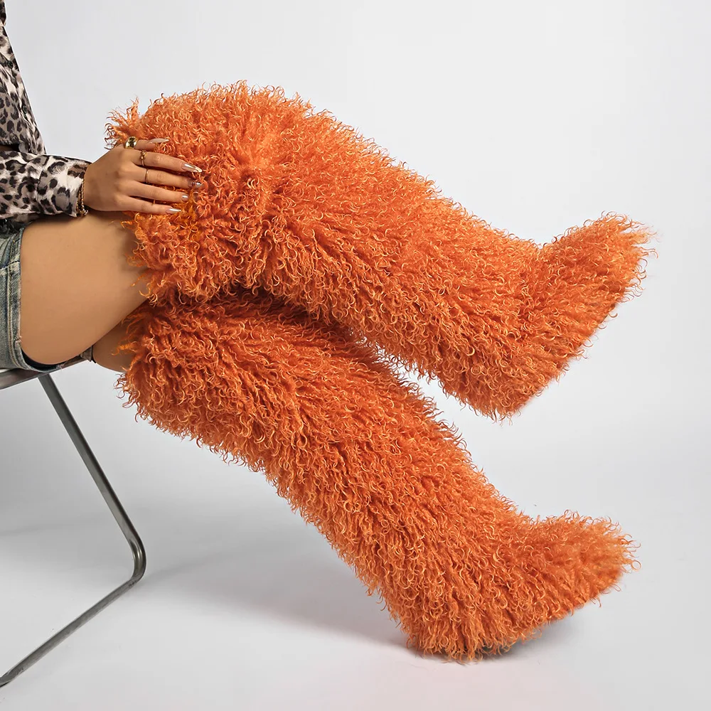 

72cm Faux Mongolian Fur long Fur Boot Snow Winter Boot