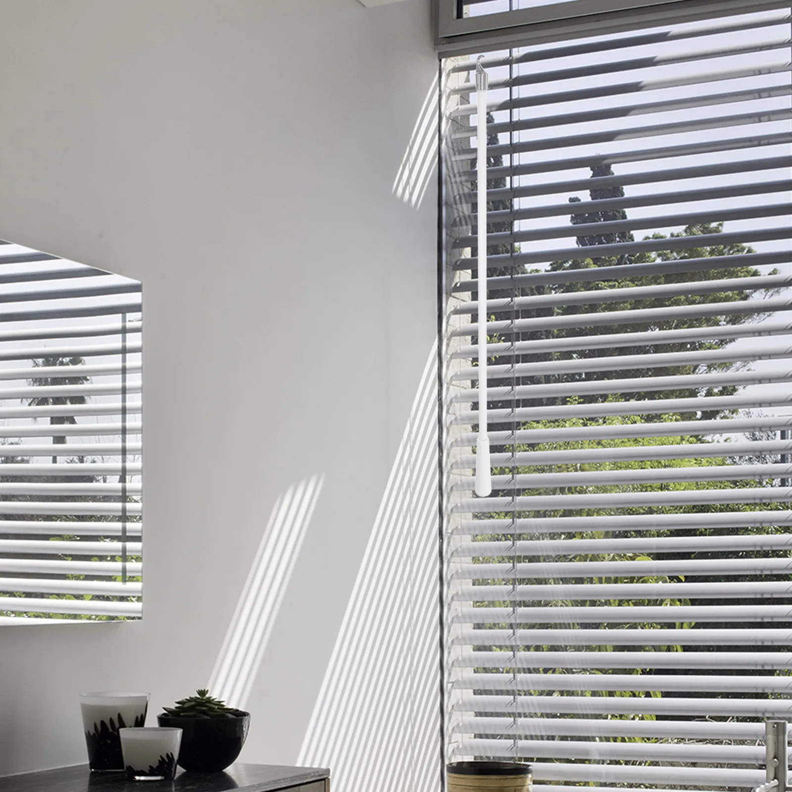 

2Pcs Fiberglass White Curtain Pull Rods 16.97 Inches for Blinds Pleated Curtains Living Room Bedroom Tension Rod for Curtains