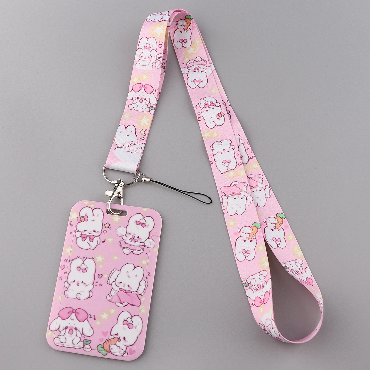 Cartoon Pink Lanyard  Cute Rabbit Neck Strap Key Lanyard ID Card Gym Phone with USB ID Holder DIY Lanyards