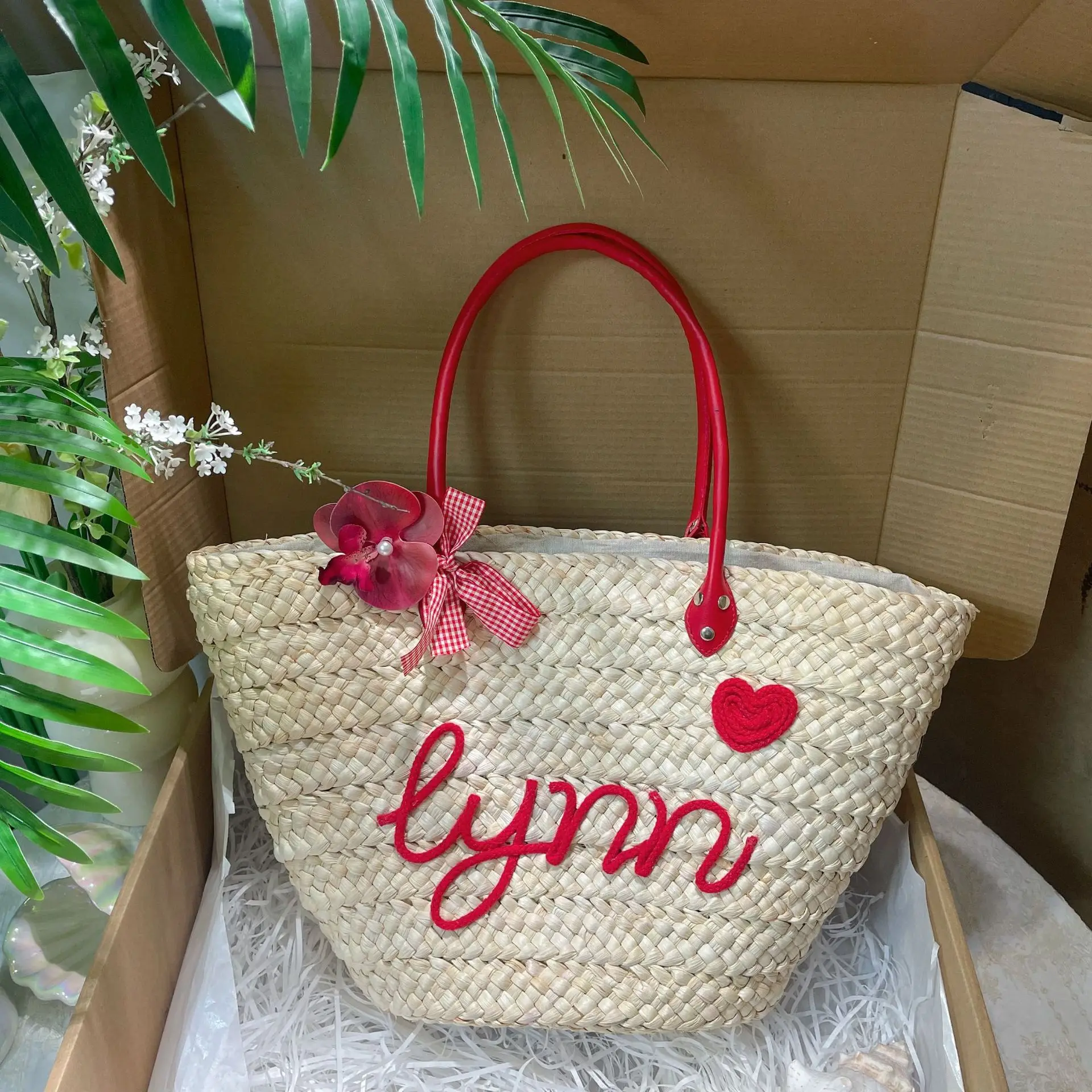 fashionable-straw-woven-women's-tote-bag-korean-style-dongdaemun-holiday-basket-handbag-square-shape-handheld-bag