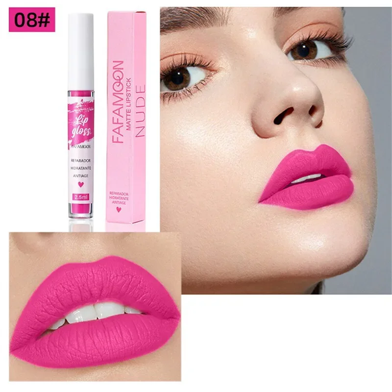 Rose Pink Nude Matte Velvet Lipstick Color Rendering Lasting Non-stick Cup Sexy Lipsticks Waterproof Beauty Lips Makeup Cosmetic