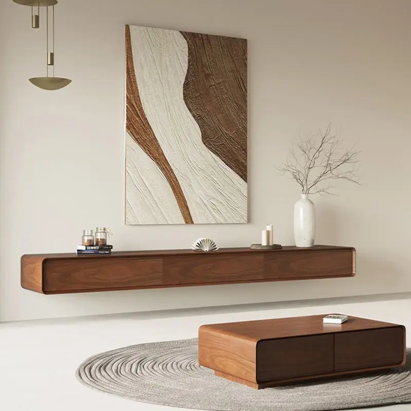 خزانة تلفزيون معلقة من الخشب الصلب مثبتة على الحائط، شقة صغيرة ضيقة معلقة ورقيقة جدًا مثبتة على الحائط