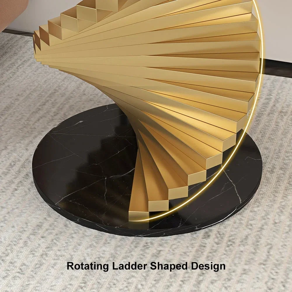 black marble countertop, gold spiral stainless steel base, decorative side , suitable for living room sofa bedside table