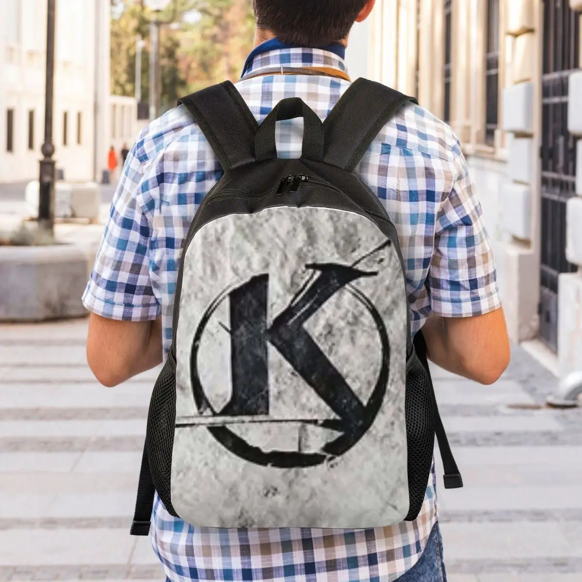 Black Kaamelott Logo On A Gray Background Backpack Student Boys Girls BookBag School Bag Computer Shoulder Bags