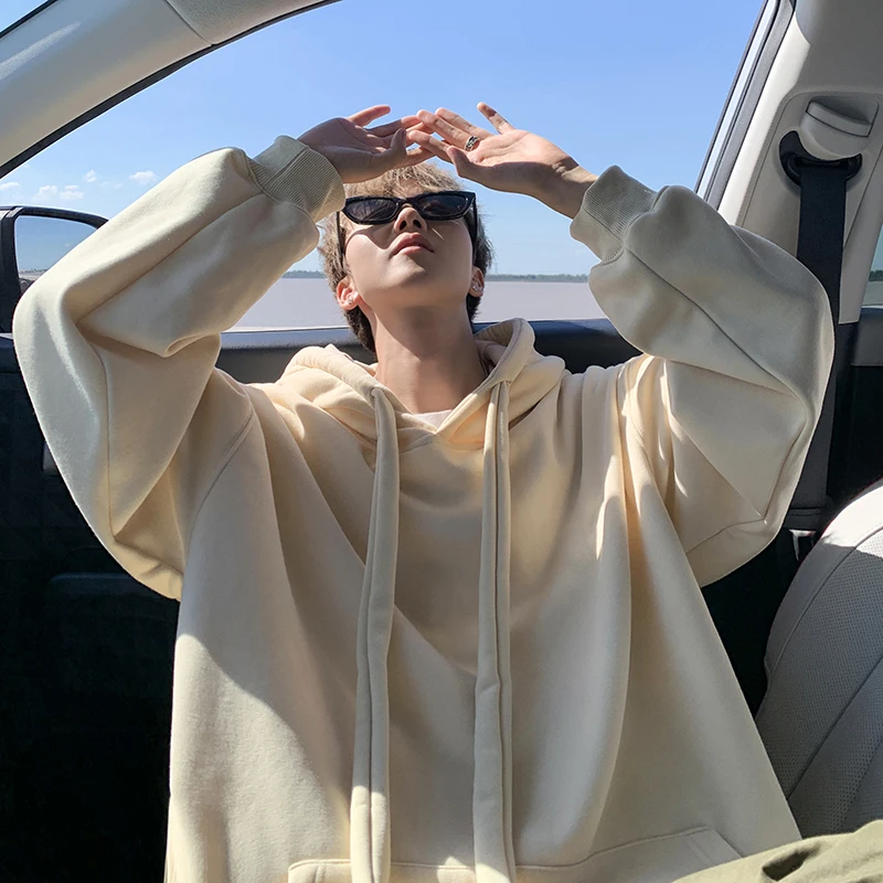 

Мужская толстовка больших размеров, однотонная тяжелая хлопковая толстовка с карманами без тегов на осень 8XL, мужская одежда