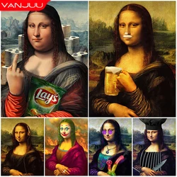 5d DIY obraz diamentowy Spoof Mona Lisa portret pełny kwadrat/okrągły diamentowy haft krzyżykowy mozaika z postacią dekoracja domu