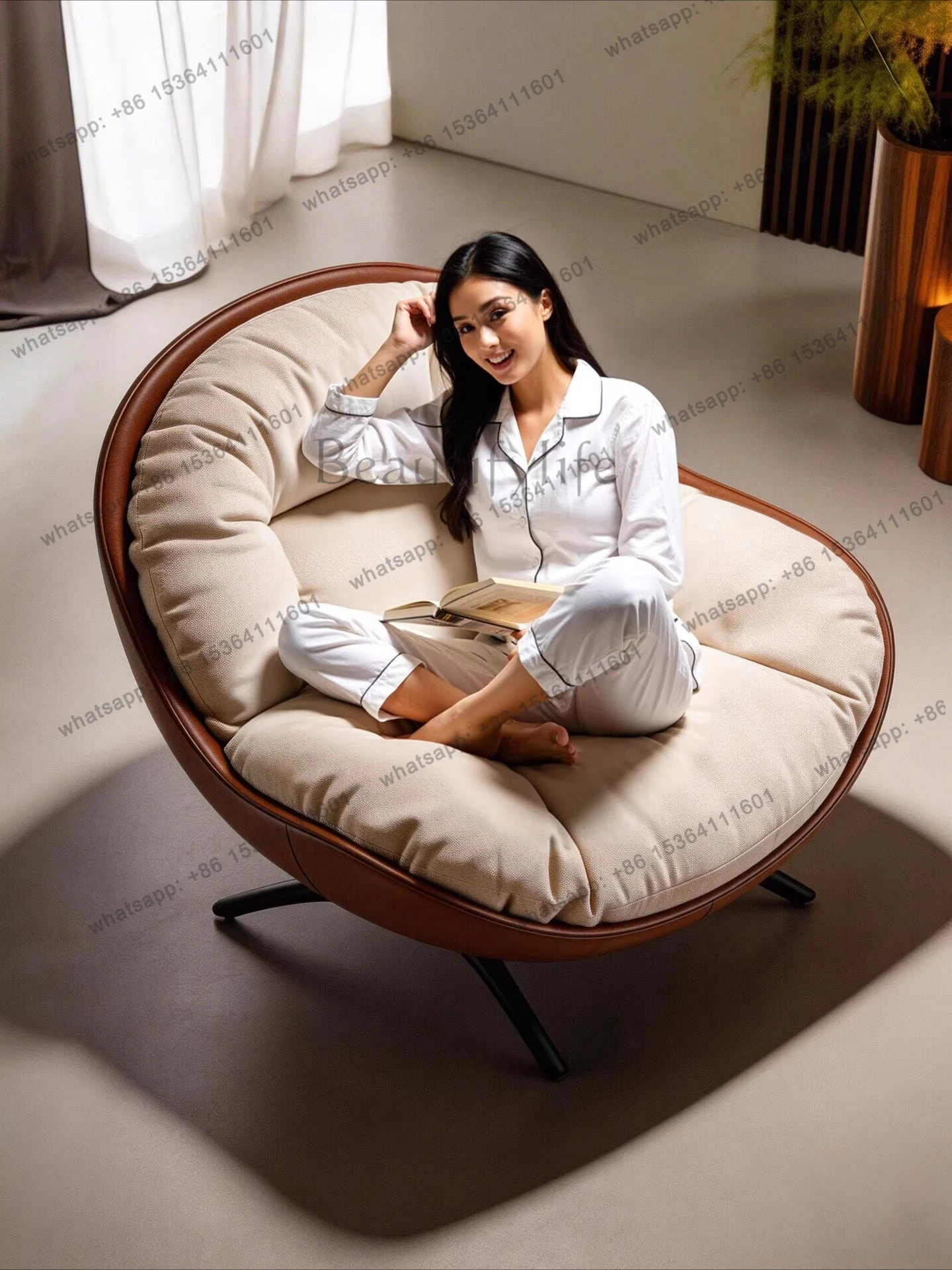 

Italian minimalist single sofa chair living room home balcony lazy recliner